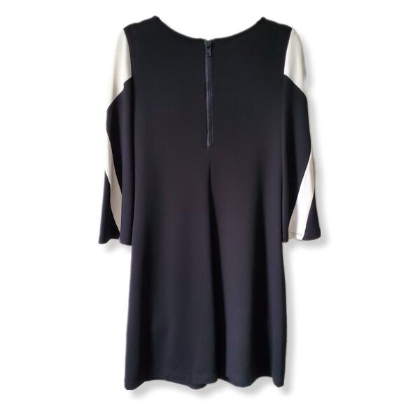 Muse Black Ivory Ponte Knit Dress 8 Shift Modern Minimal Career Corporate Chic - Picture 5 of 10